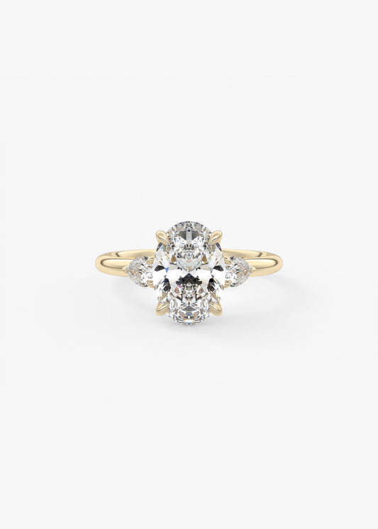 Oval Three Stone Lab Grown Diamond Engagement Ring
