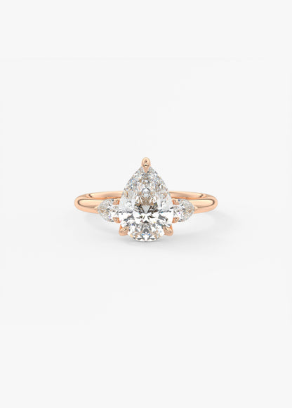 Pear Three Stone Lab Grown Diamond Engagement Ring