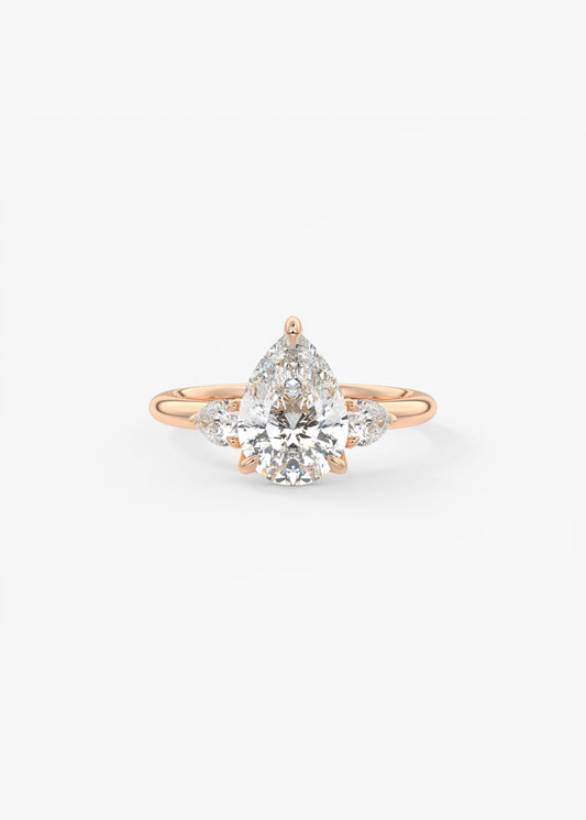 Pear Three Stone Lab Grown Diamond Engagement Ring
