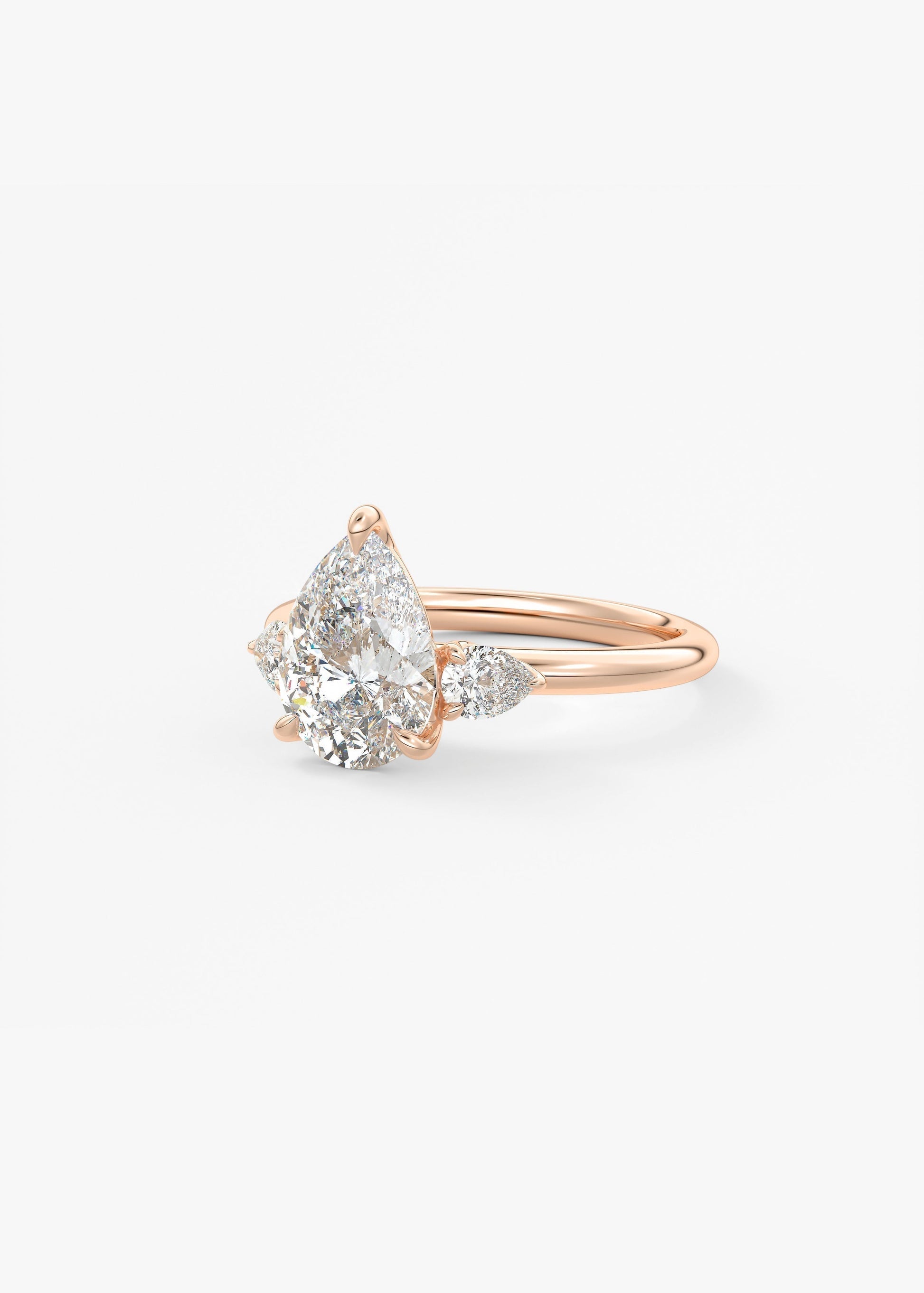 Pear Three Stone Lab Grown Diamond Engagement Ring
