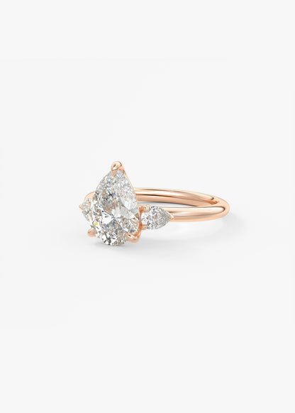 Pear Three Stone Lab Grown Diamond Engagement Ring