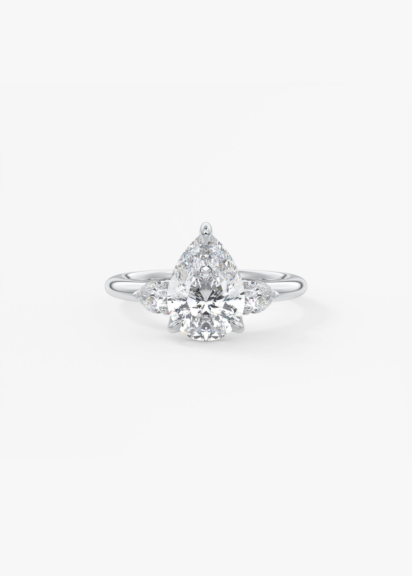 Pear Three Stone Lab Grown Diamond Engagement Ring