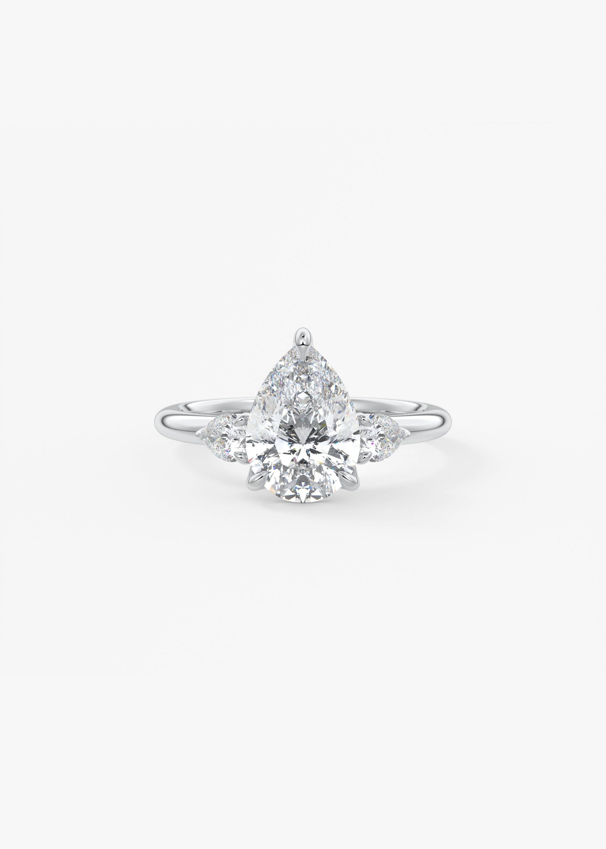 Pear Three Stone Lab Grown Diamond Engagement Ring