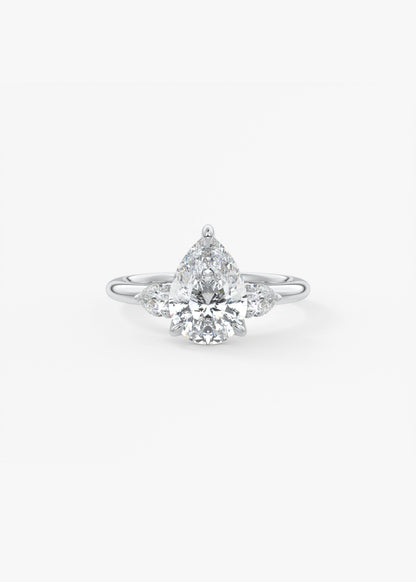 Pear Three Stone Lab Grown Diamond Engagement Ring