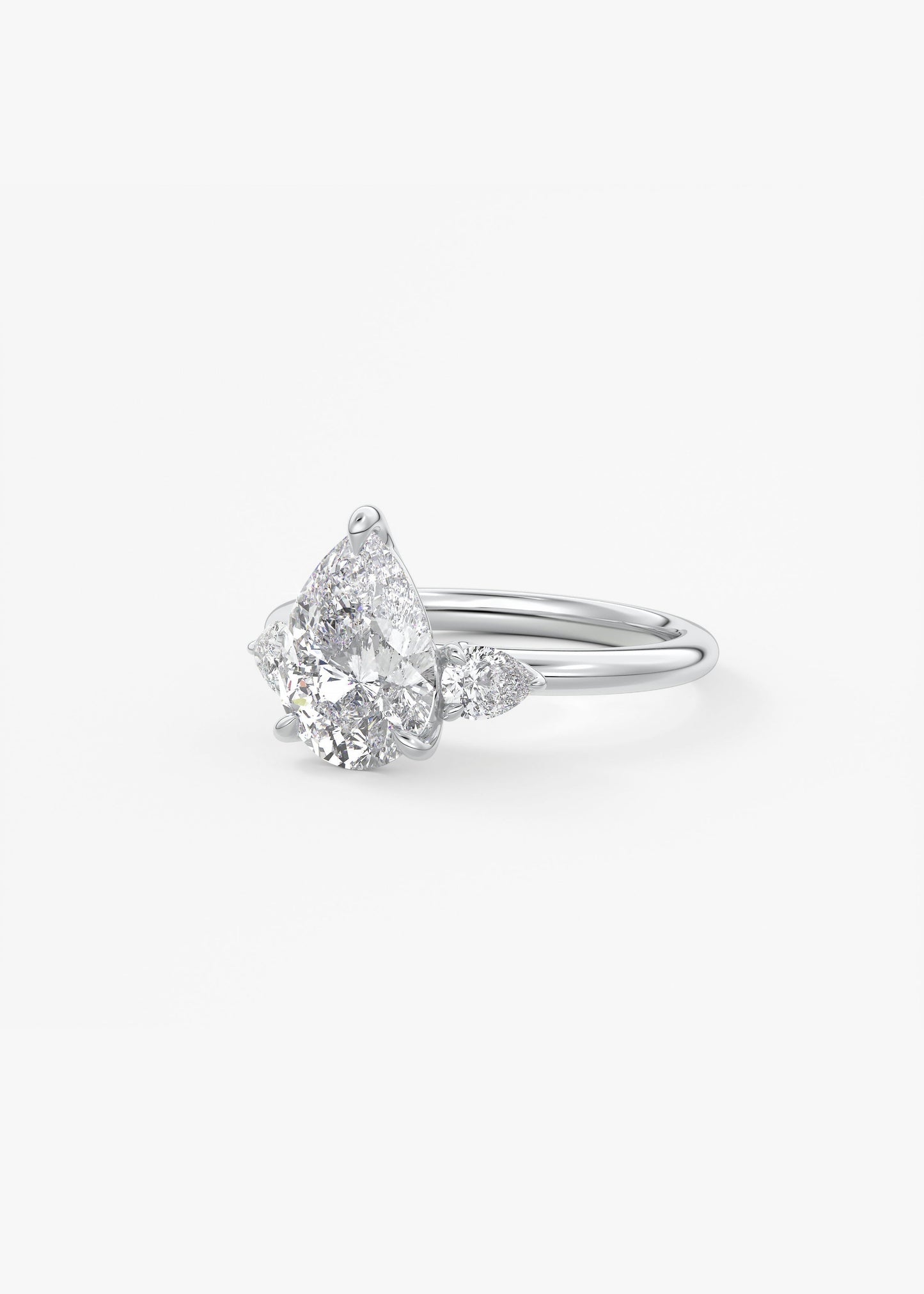 Pear Three Stone Lab Grown Diamond Engagement Ring