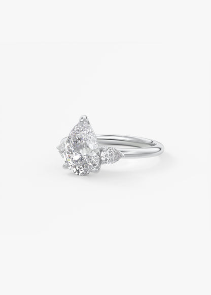 Pear Three Stone Lab Grown Diamond Engagement Ring