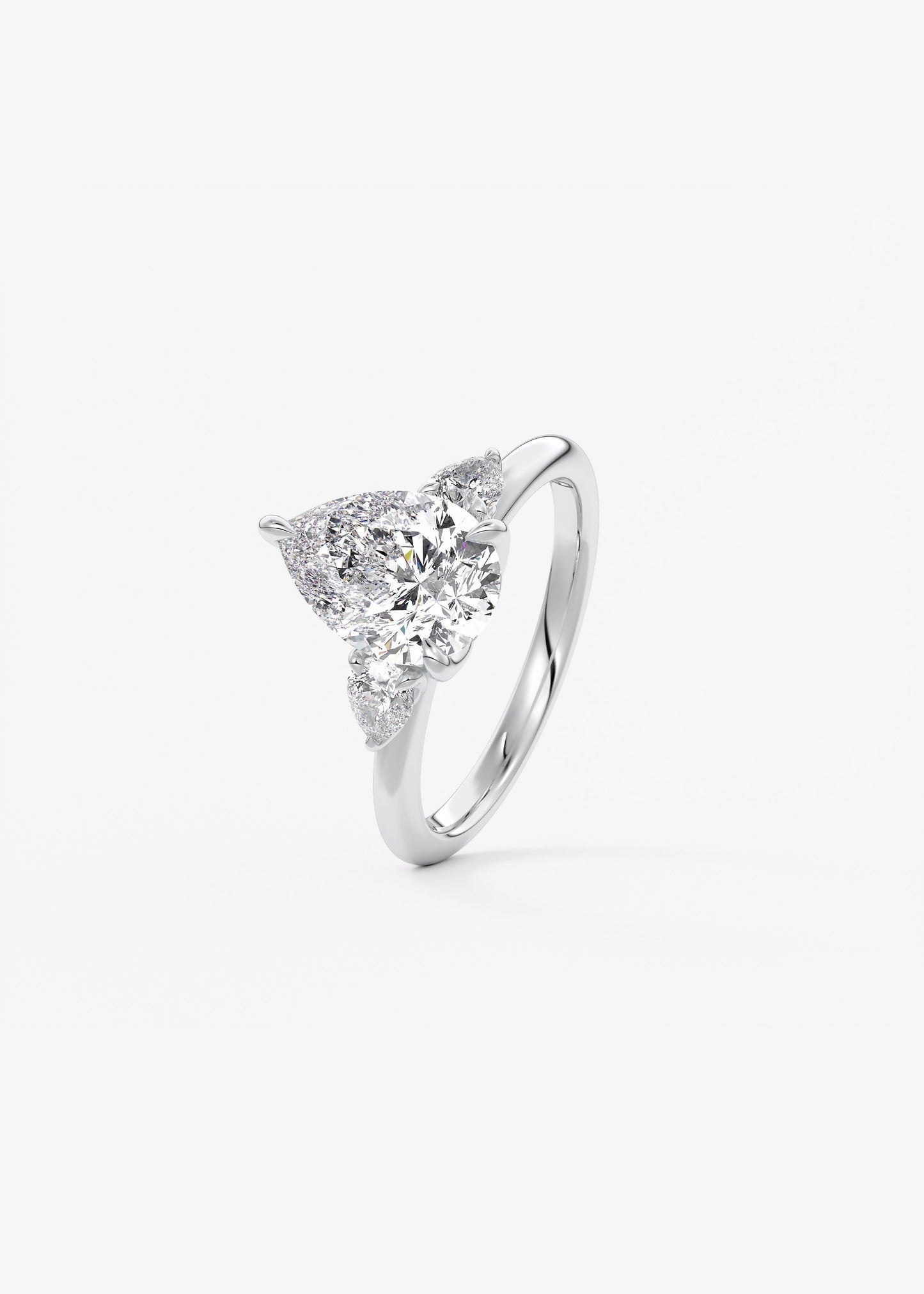 Pear Three Stone Lab Grown Diamond Engagement Ring