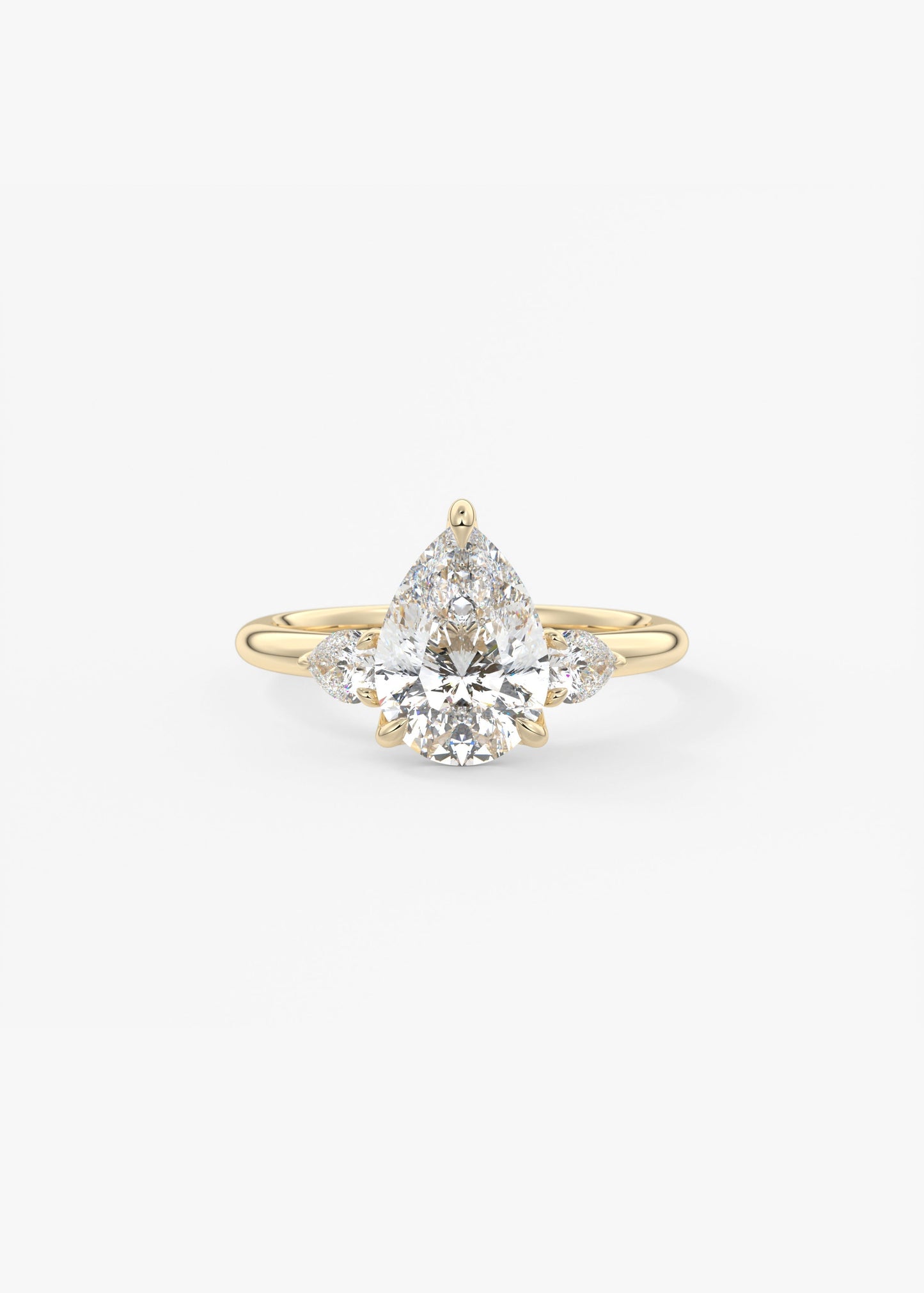 Pear Three Stone Lab Grown Diamond Engagement Ring