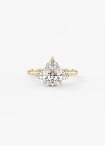 Pear Three Stone Lab Grown Diamond Engagement Ring