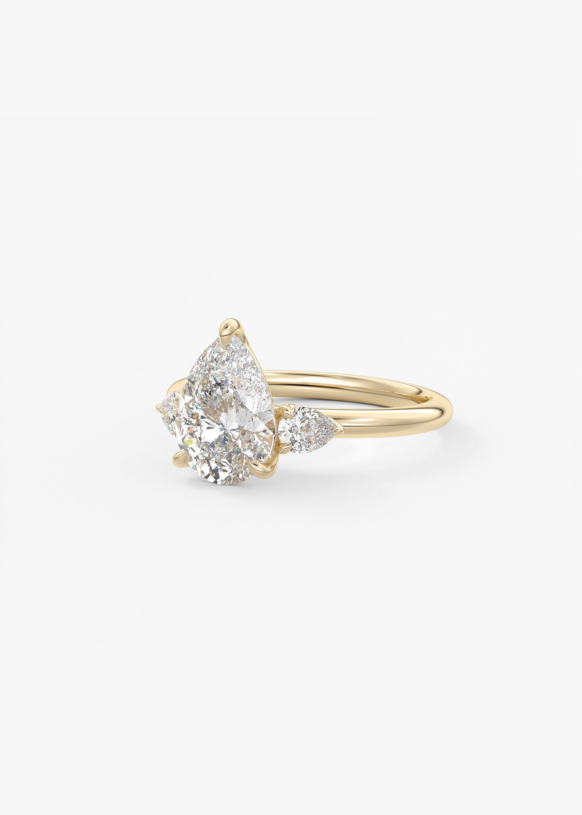 Pear Three Stone Lab Grown Diamond Engagement Ring