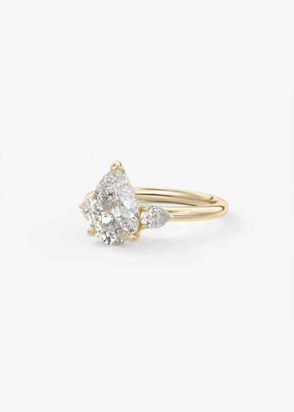 Pear Three Stone Lab Grown Diamond Engagement Ring