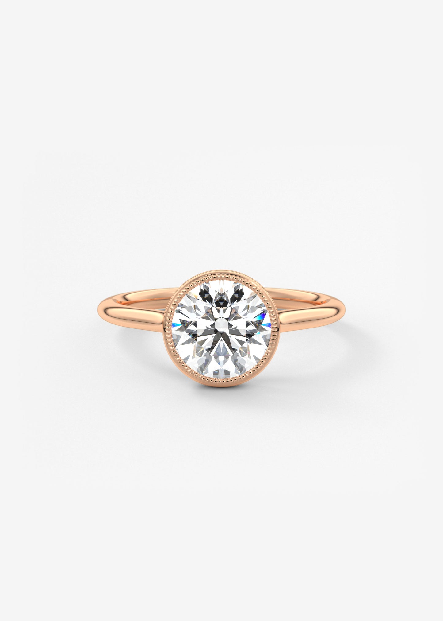 Round Milgrain Bezel Lab Grown Diamond Engagement Ring