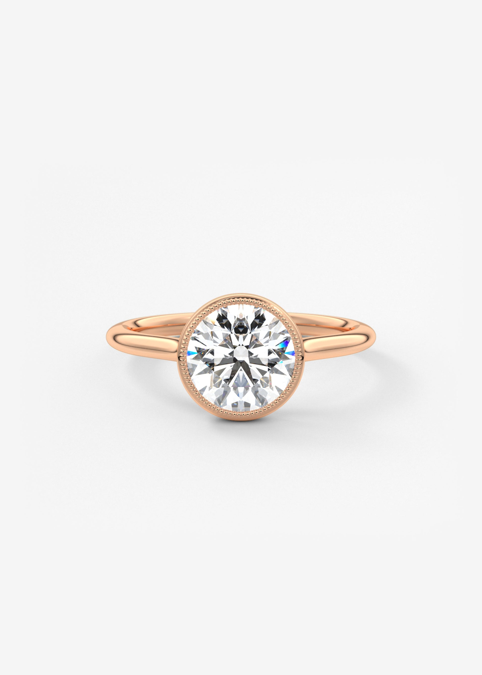 Round Milgrain Bezel Lab Grown Diamond Engagement Ring