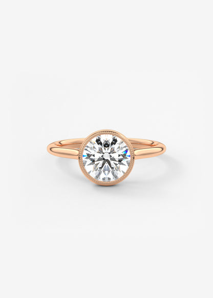 Round Milgrain Bezel Lab Grown Diamond Engagement Ring