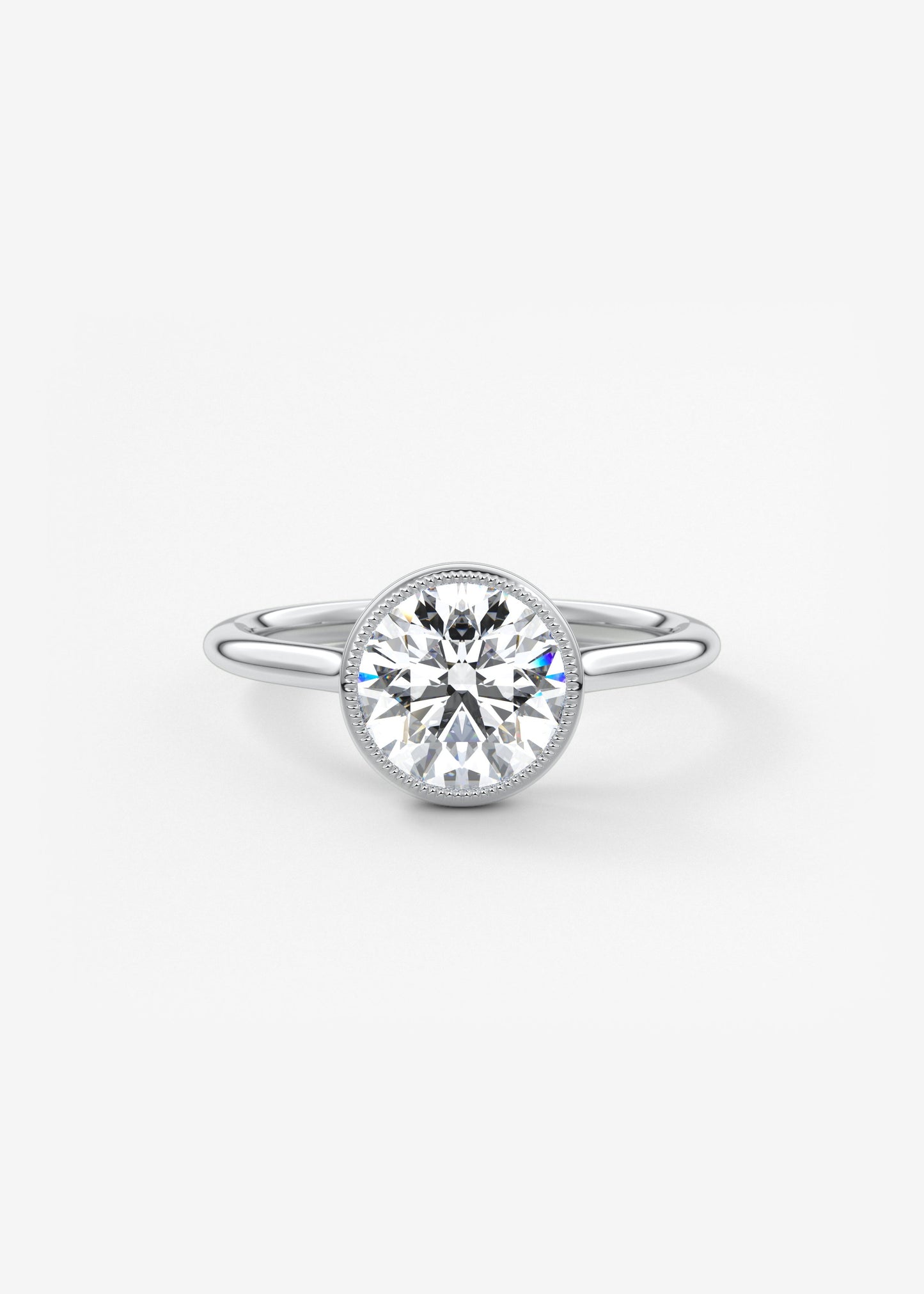 Round Milgrain Bezel Lab Grown Diamond Engagement Ring