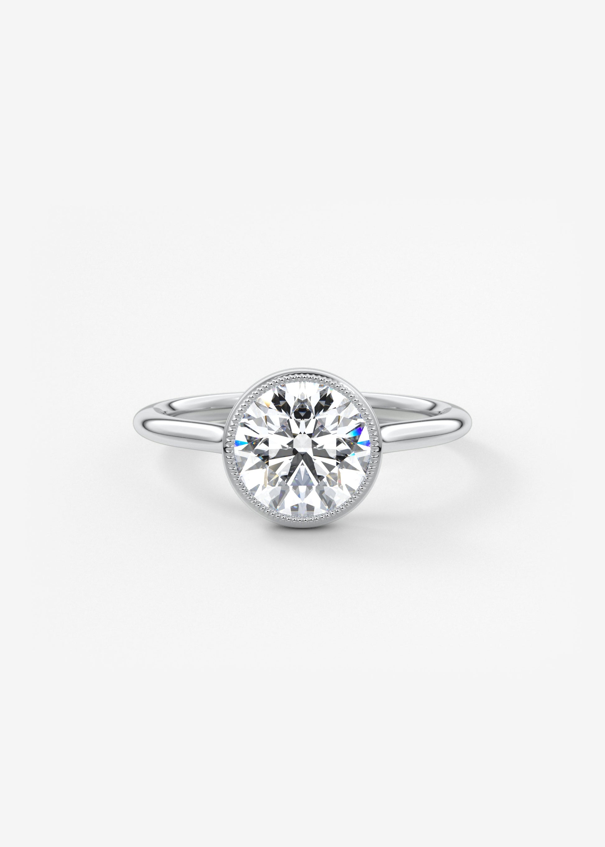 Round Milgrain Bezel Lab Grown Diamond Engagement Ring