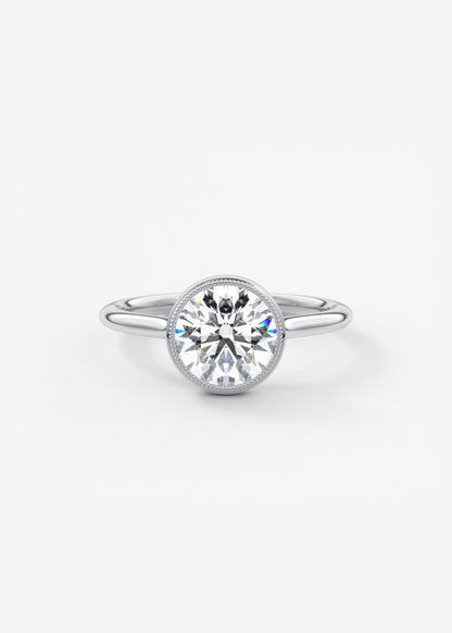 Round Milgrain Bezel Lab Grown Diamond Engagement Ring