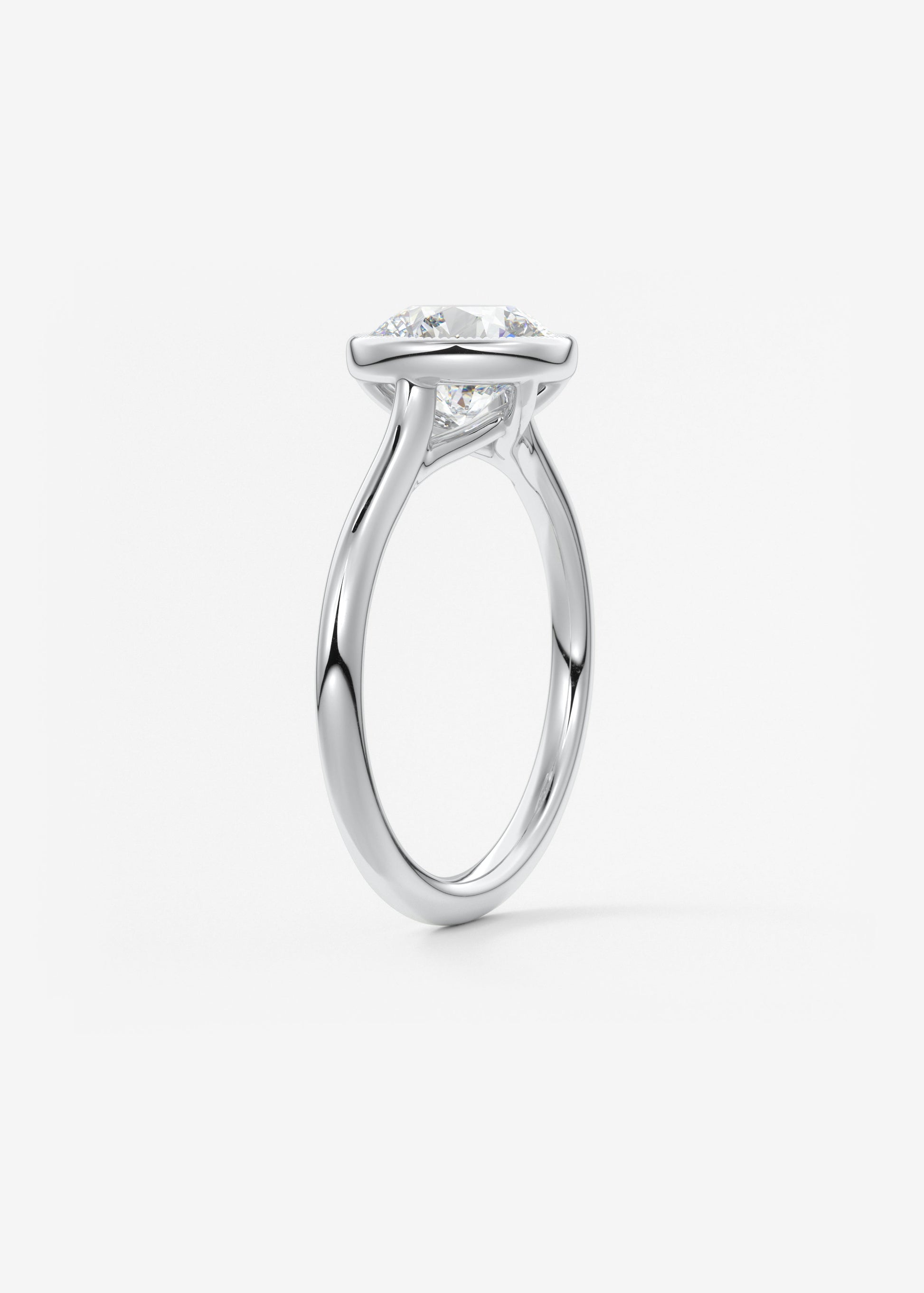 Round Milgrain Bezel Lab Grown Diamond Engagement Ring