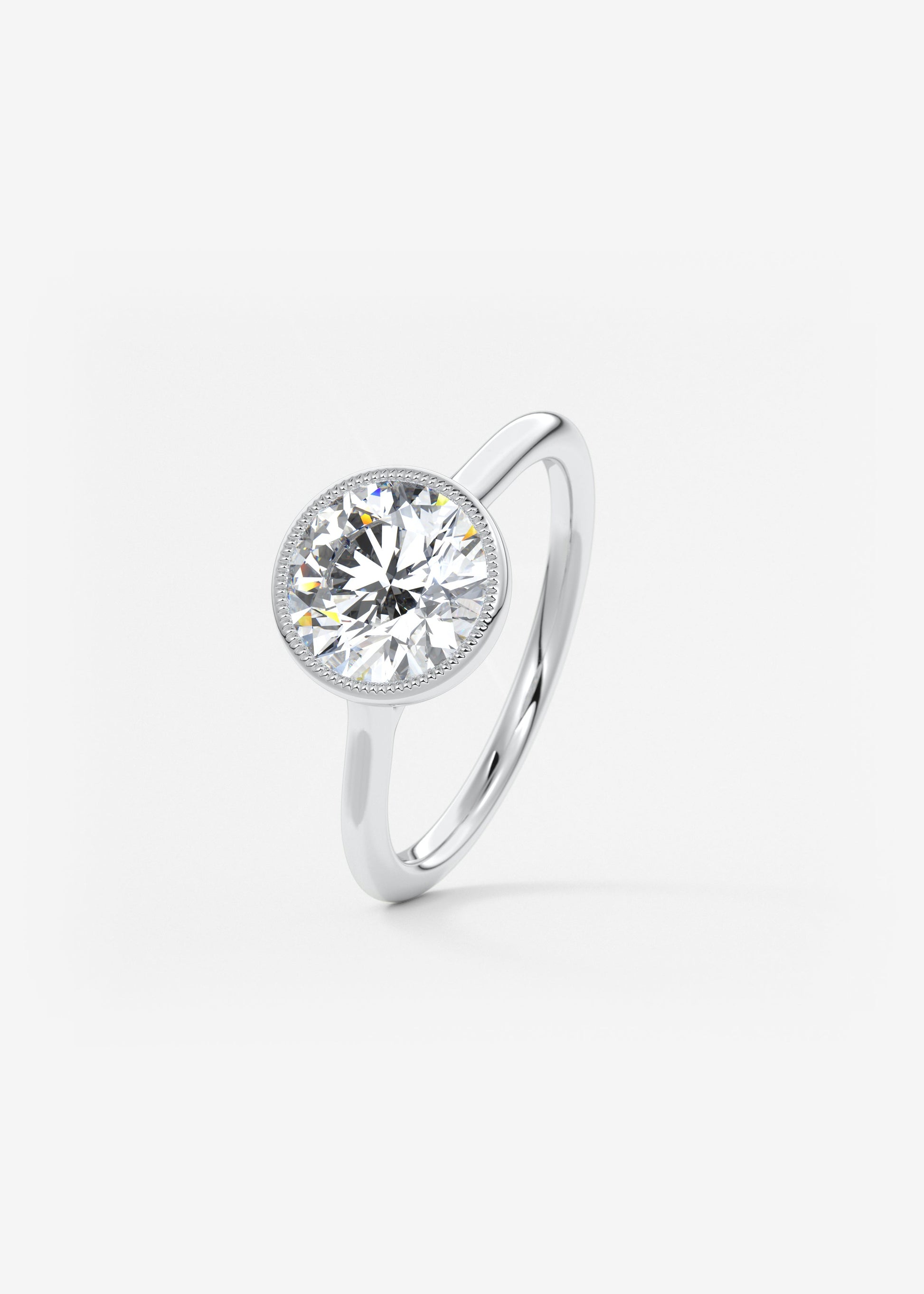 Round Milgrain Bezel Lab Grown Diamond Engagement Ring