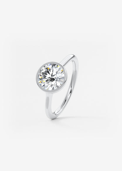 Round Milgrain Bezel Lab Grown Diamond Engagement Ring
