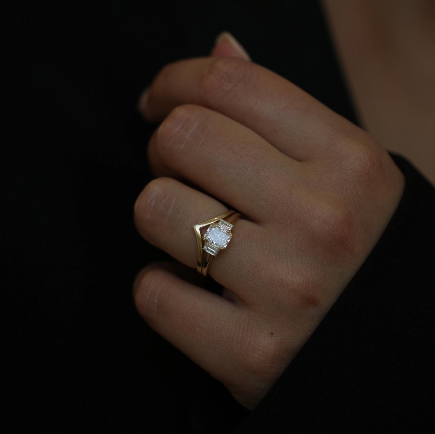 1.18 CT Radiant Three Stones Lab Grown Diamond Engagement Ring