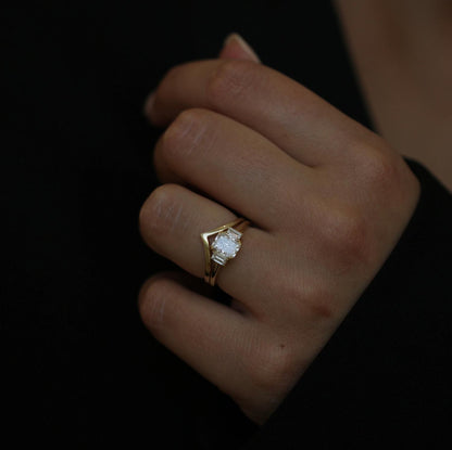 1.18 CT Radiant Three Stones Lab Grown Diamond Engagement Ring