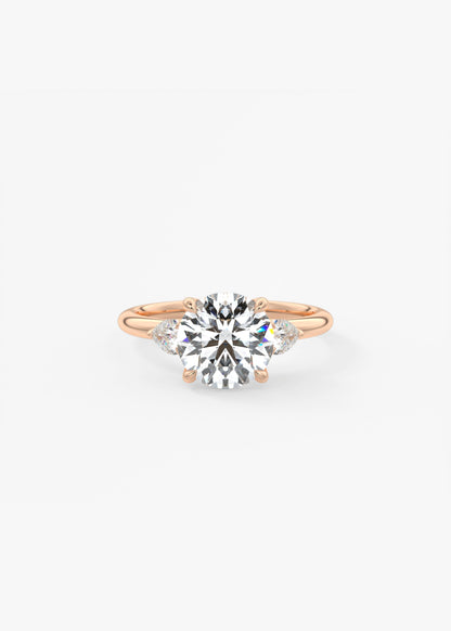 Round Three Stone Lab Grown Diamond Engagement Ring