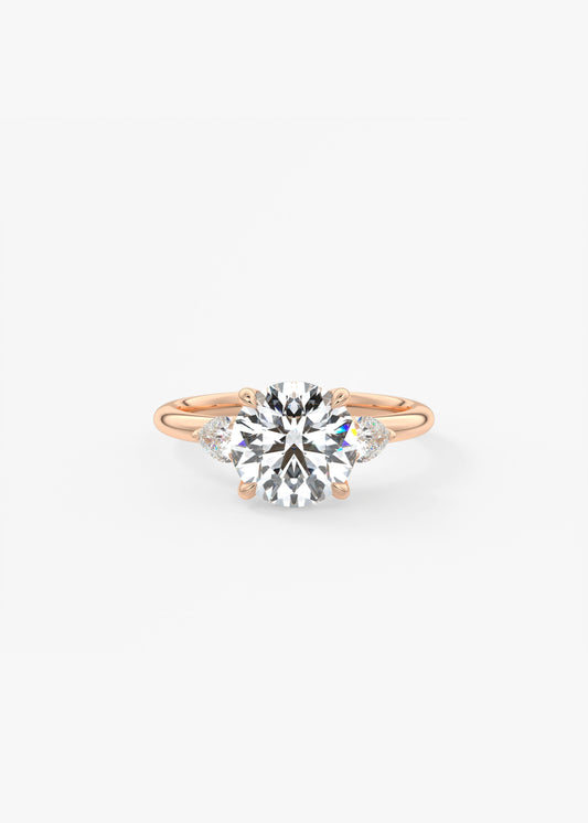 Round Three Stone Lab Grown Diamond Engagement Ring