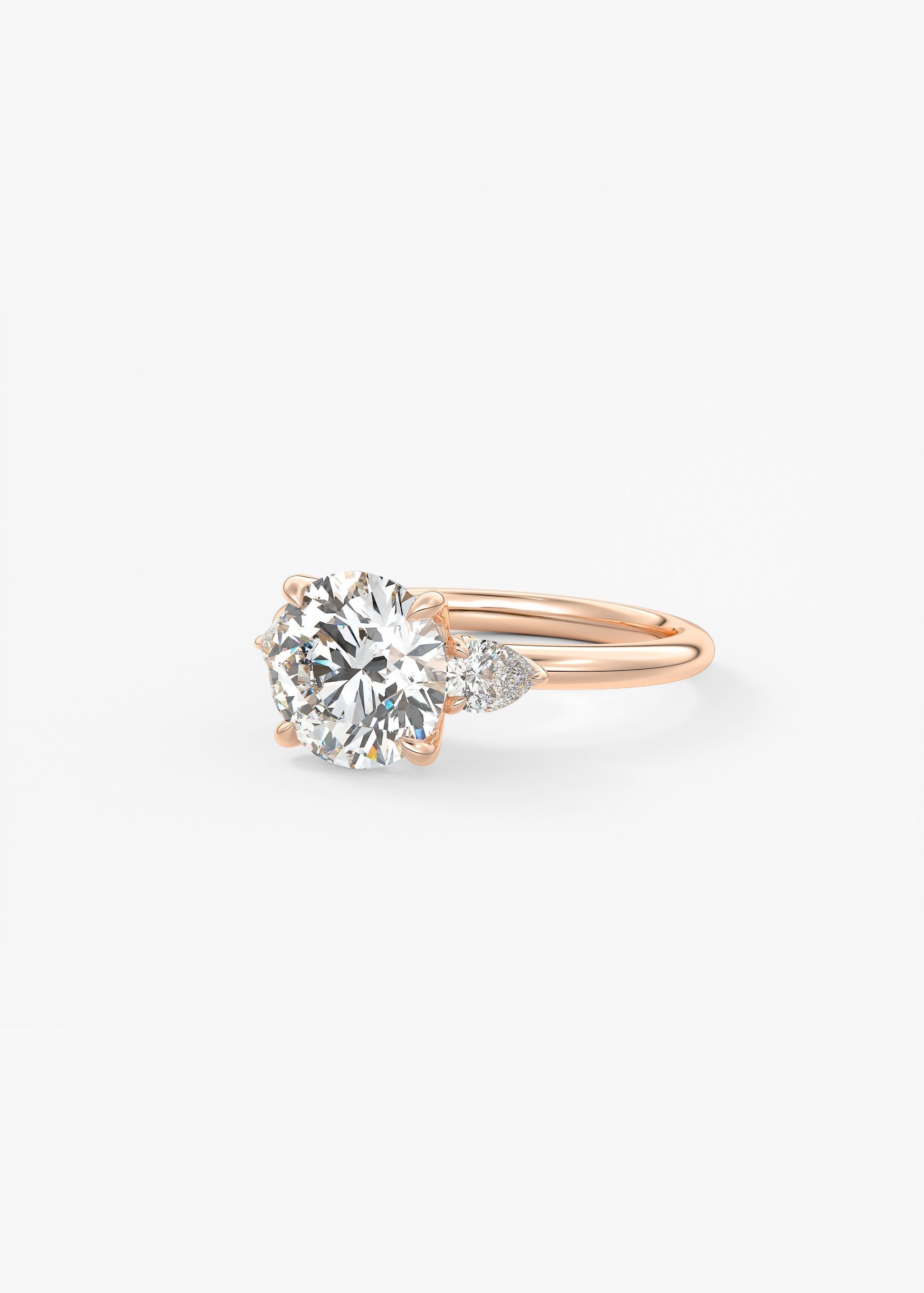Round Three Stone Lab Grown Diamond Engagement Ring