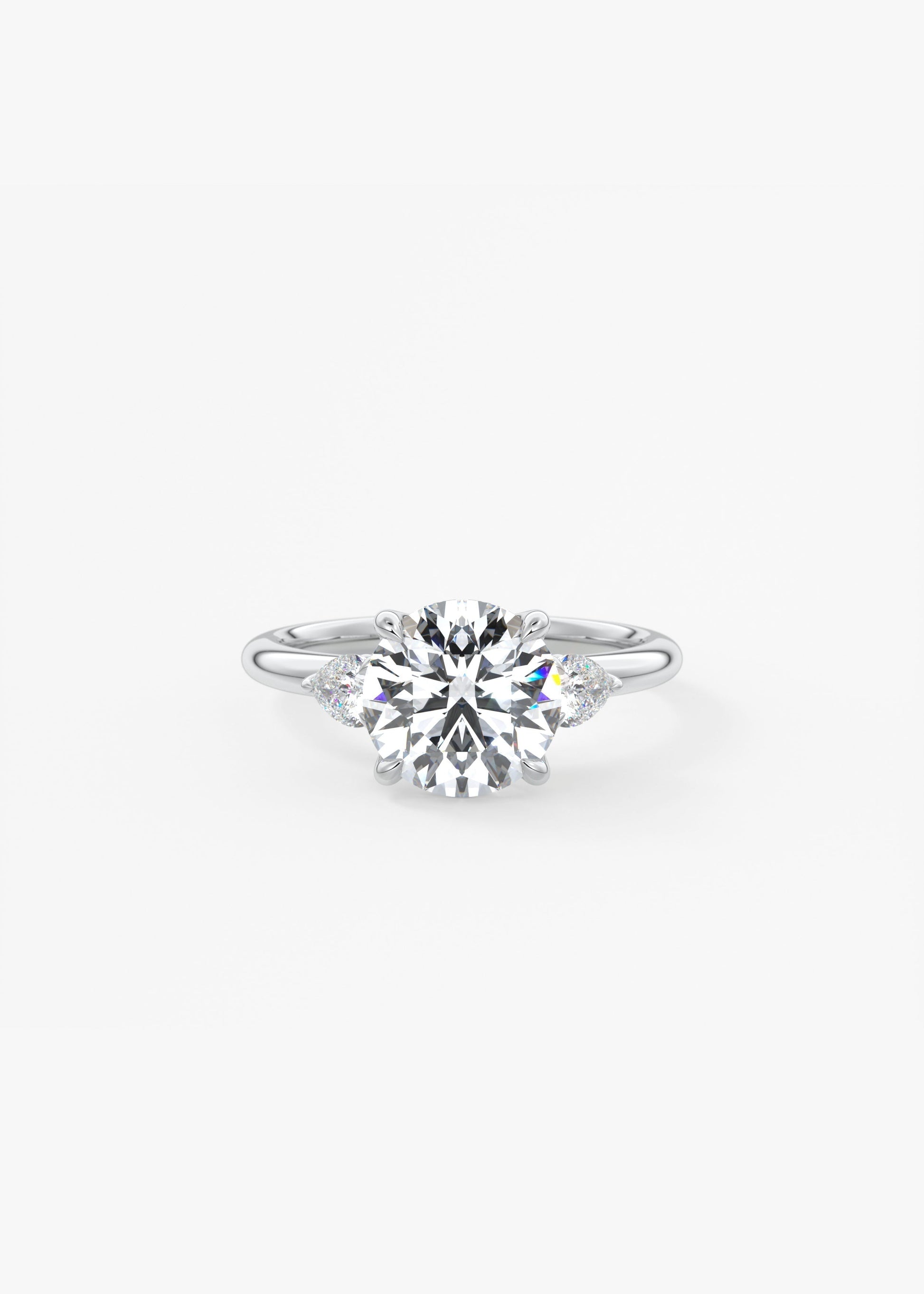 Round Three Stone Lab Grown Diamond Engagement Ring