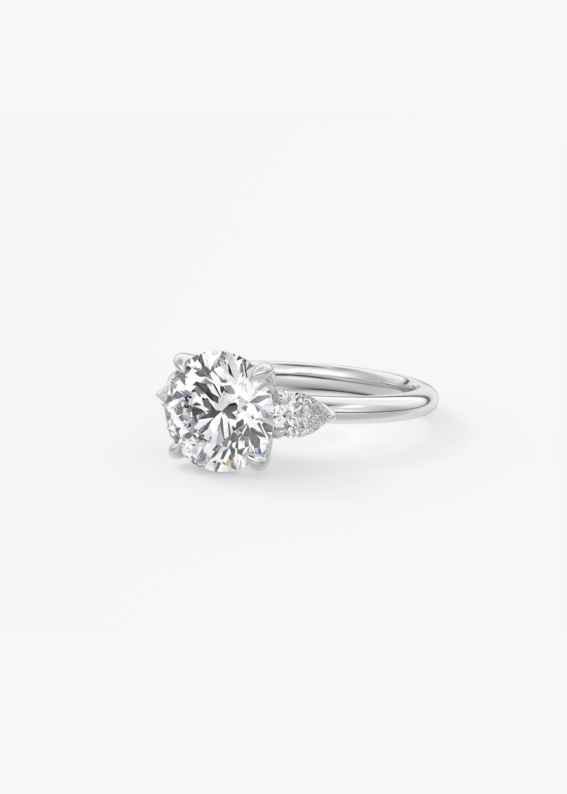 Round Three Stone Lab Grown Diamond Engagement Ring