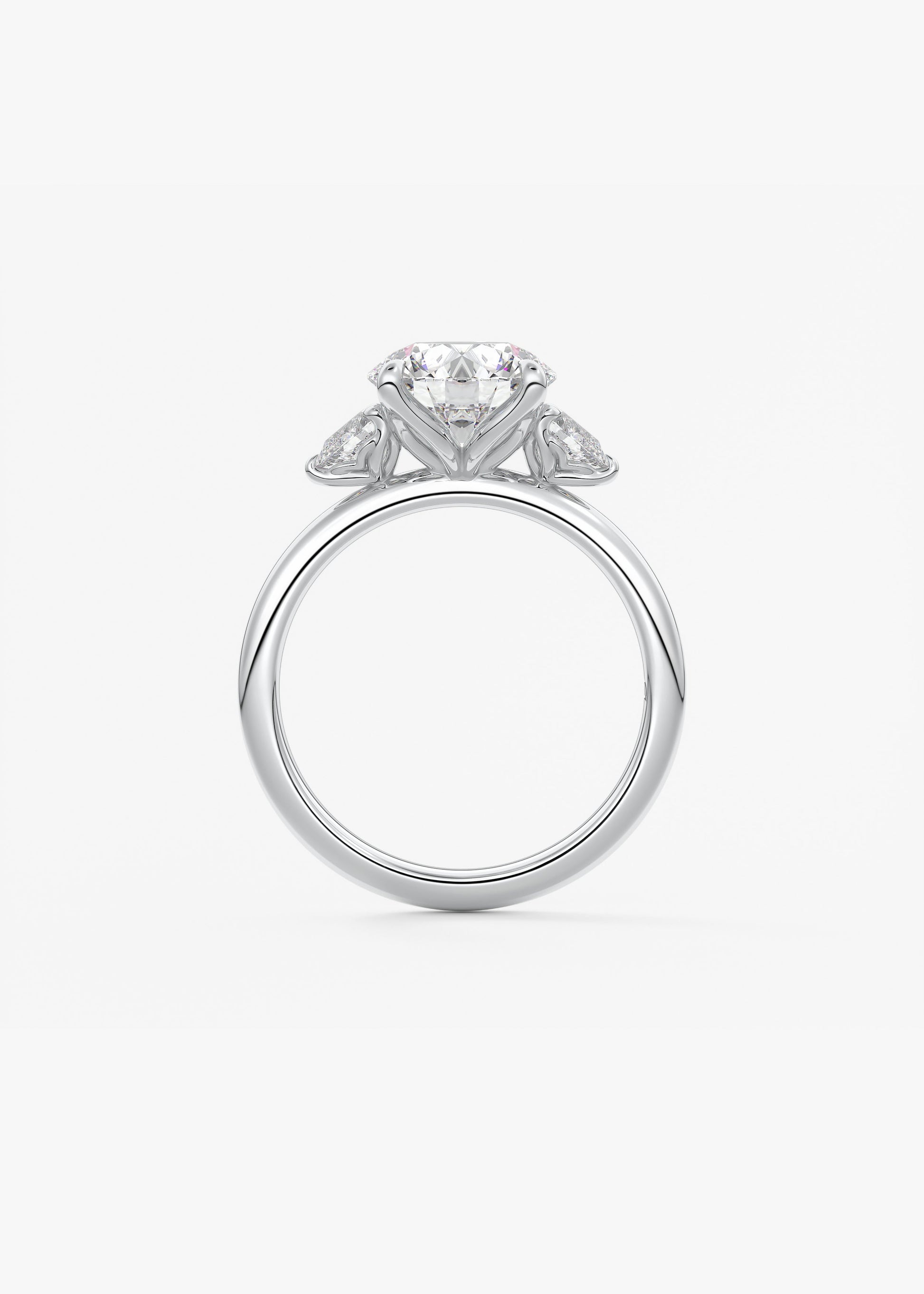 Round Three Stone Lab Grown Diamond Engagement Ring