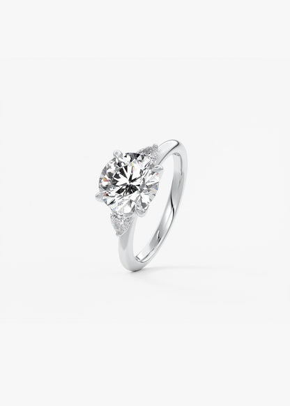 Round Three Stone Lab Grown Diamond Engagement Ring