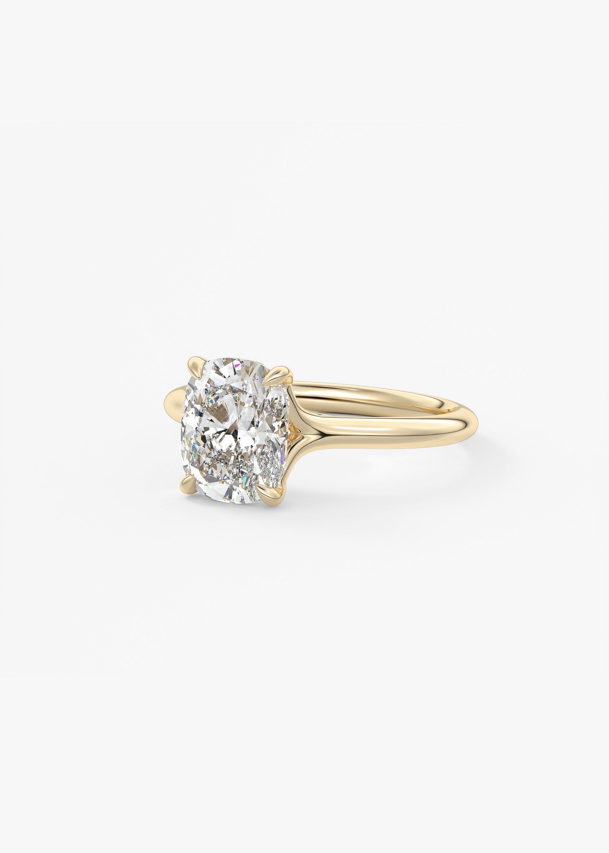 Elongated Cushion Split Shank Lab Grown Diamond Engagement Ring