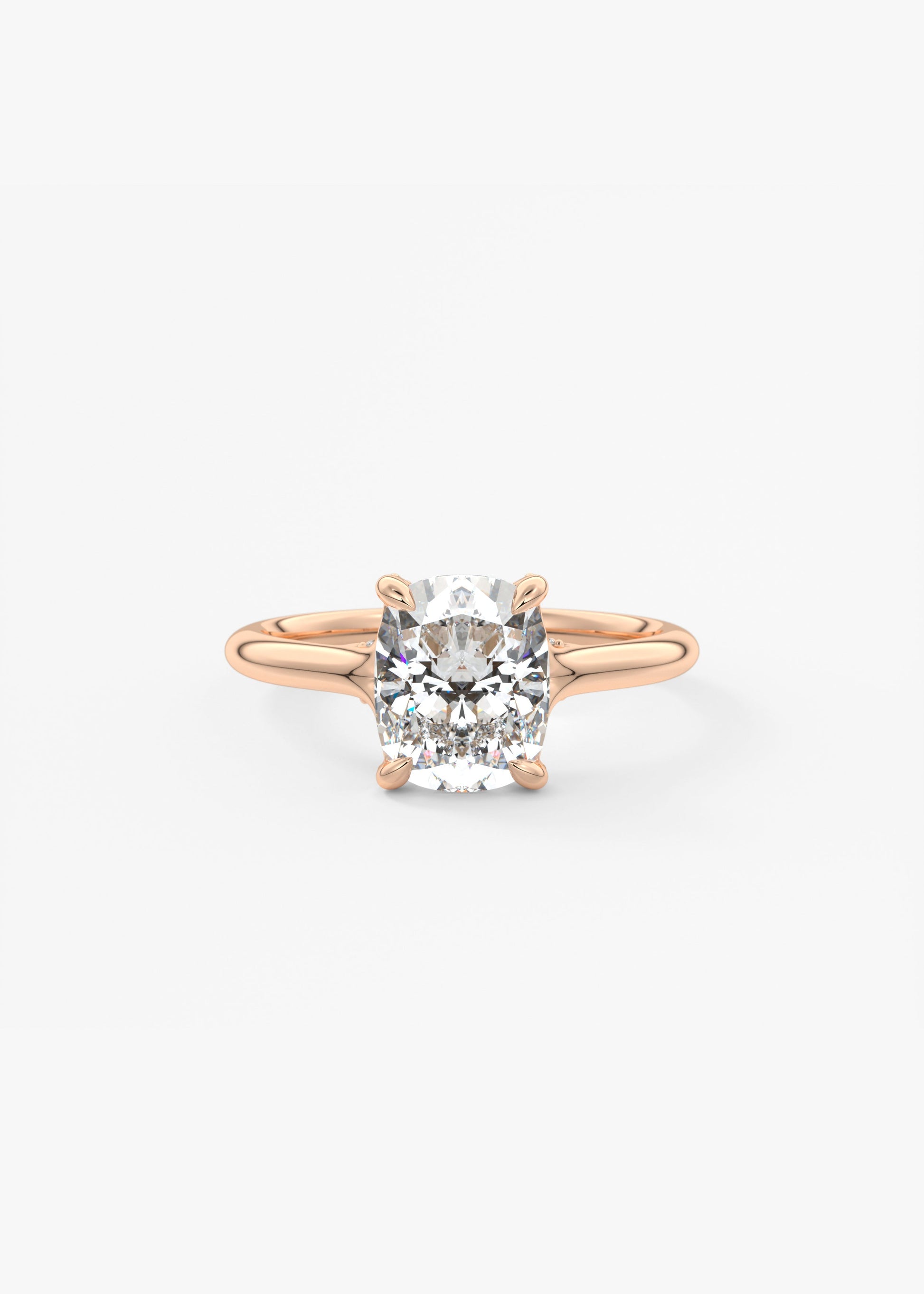 Elongated Cushion Hidden Halo Lab Grown Diamond Engagement Ring