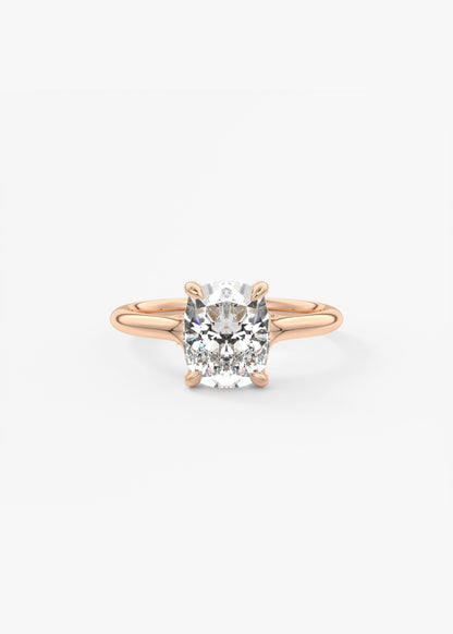 Elongated Cushion Hidden Halo Lab Grown Diamond Engagement Ring