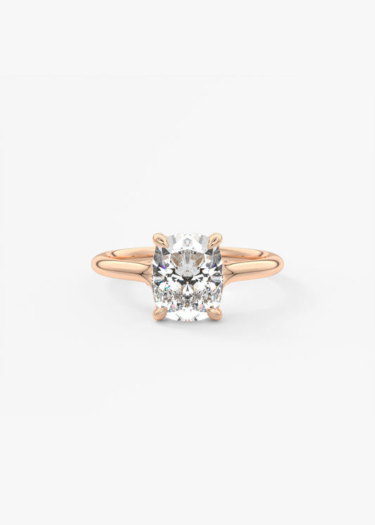 Elongated Cushion Hidden Halo Lab Grown Diamond Engagement Ring