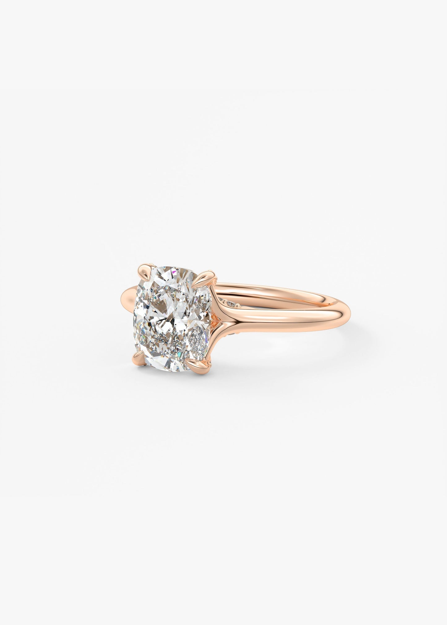 Elongated Cushion Hidden Halo Lab Grown Diamond Engagement Ring