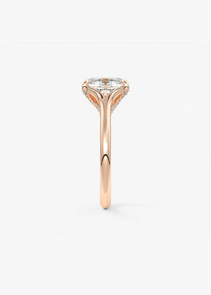 Elongated Cushion Hidden Halo Lab Grown Diamond Engagement Ring
