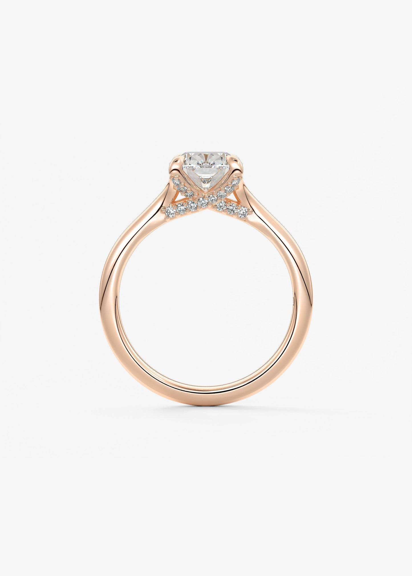 Elongated Cushion Hidden Halo Lab Grown Diamond Engagement Ring
