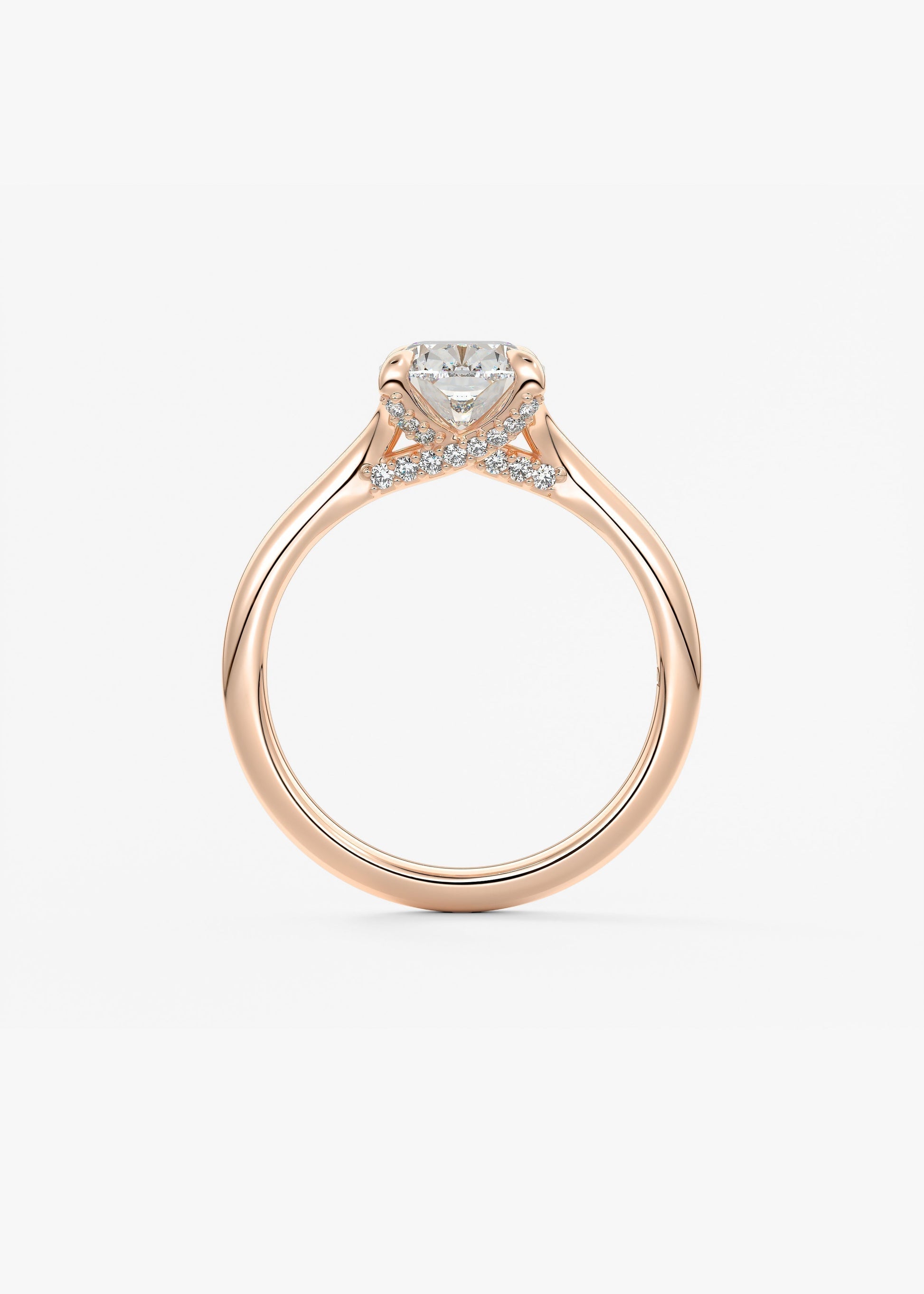 Elongated Cushion Hidden Halo Lab Grown Diamond Engagement Ring