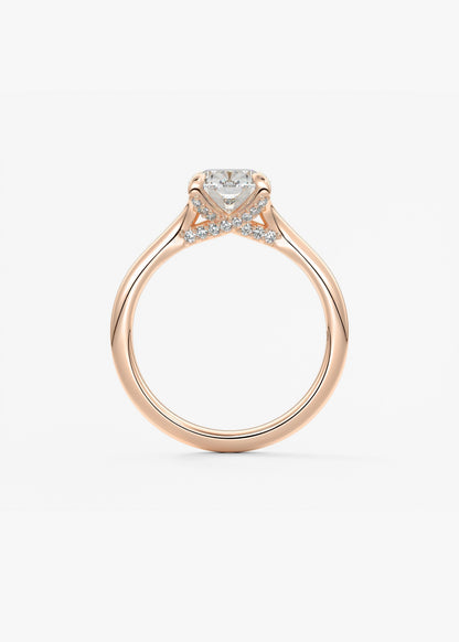 Elongated Cushion Hidden Halo Lab Grown Diamond Engagement Ring