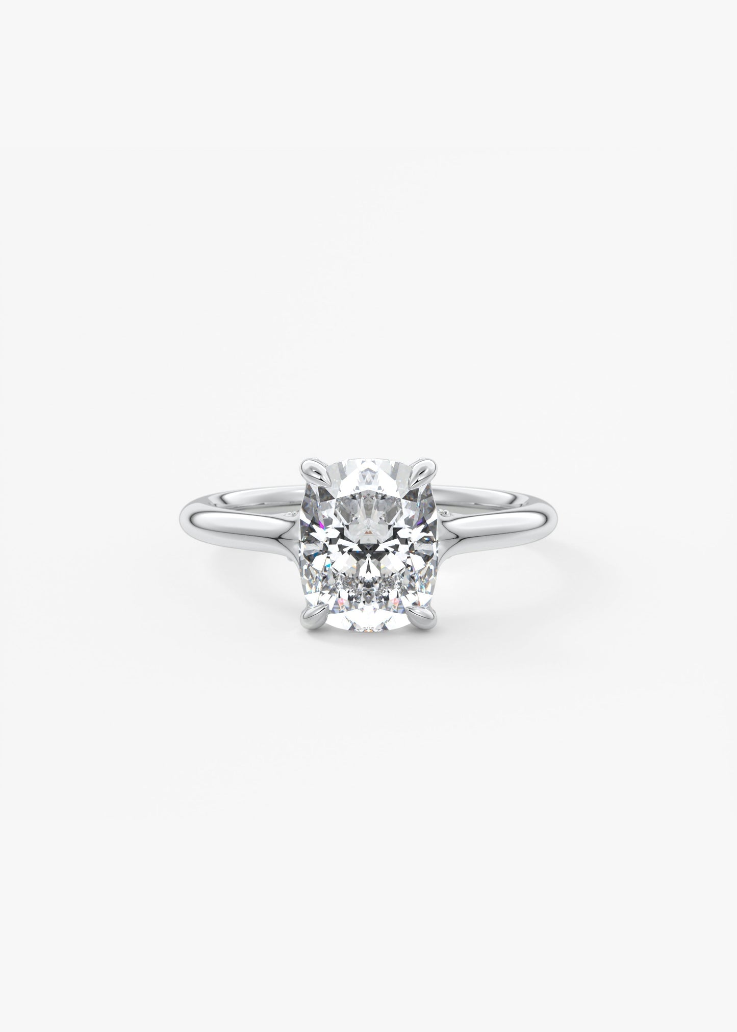 Elongated Cushion Hidden Halo Lab Grown Diamond Engagement Ring