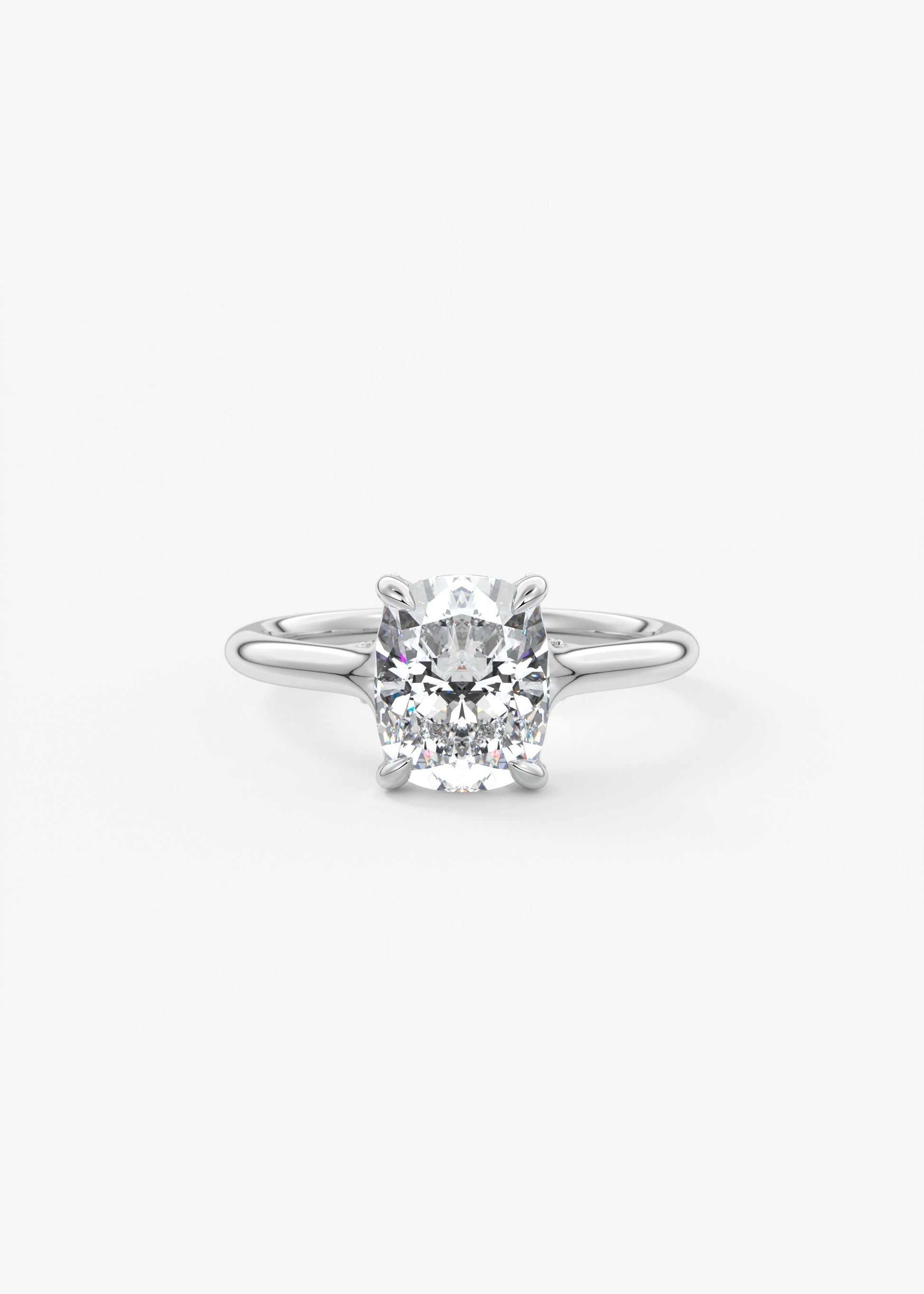 Elongated Cushion Hidden Halo Lab Grown Diamond Engagement Ring