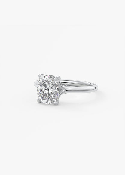 Elongated Cushion Hidden Halo Lab Grown Diamond Engagement Ring