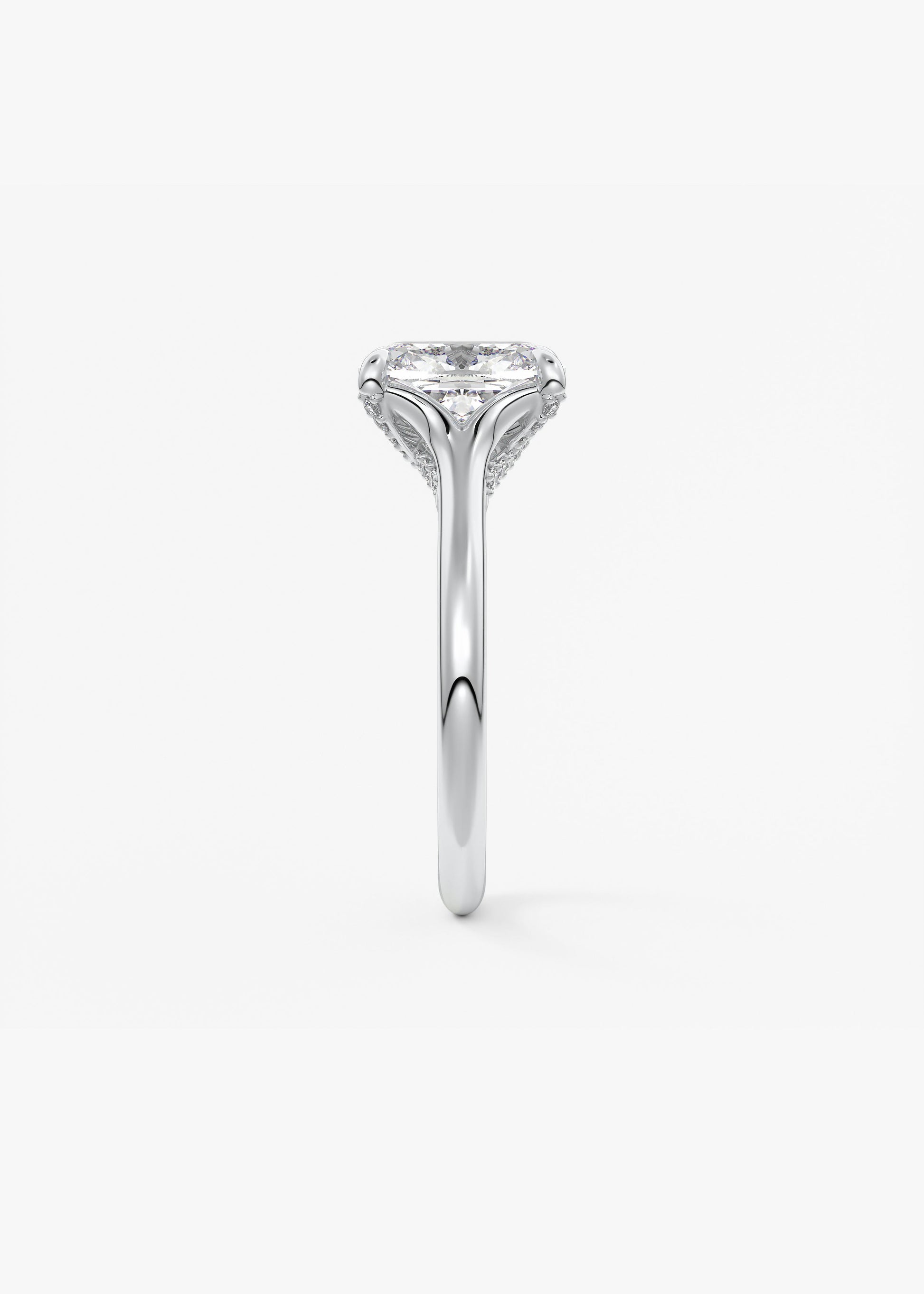 Elongated Cushion Hidden Halo Lab Grown Diamond Engagement Ring