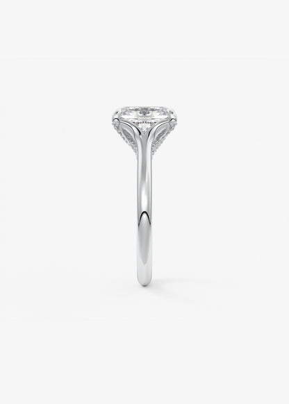 Elongated Cushion Hidden Halo Lab Grown Diamond Engagement Ring