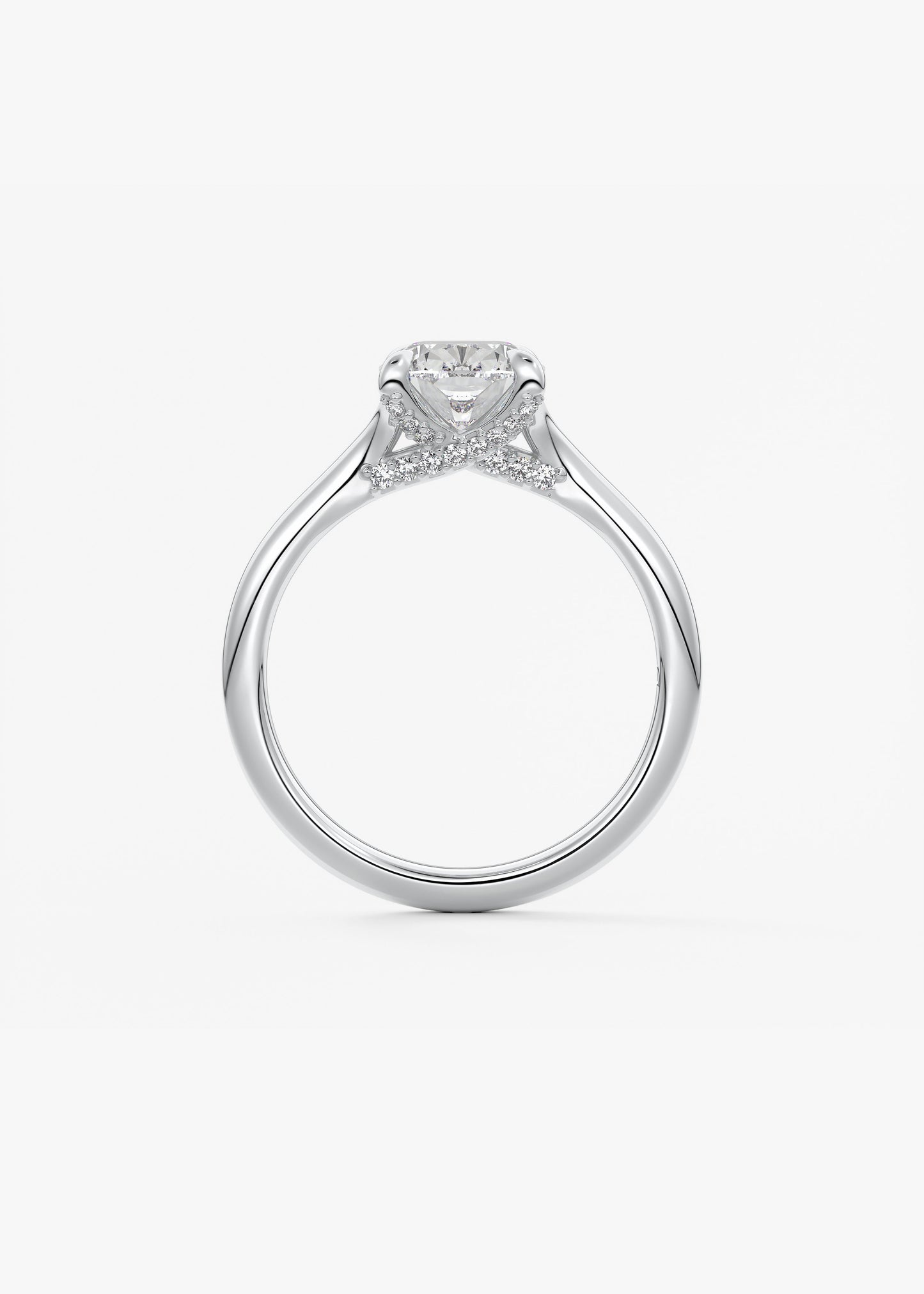 Elongated Cushion Hidden Halo Lab Grown Diamond Engagement Ring