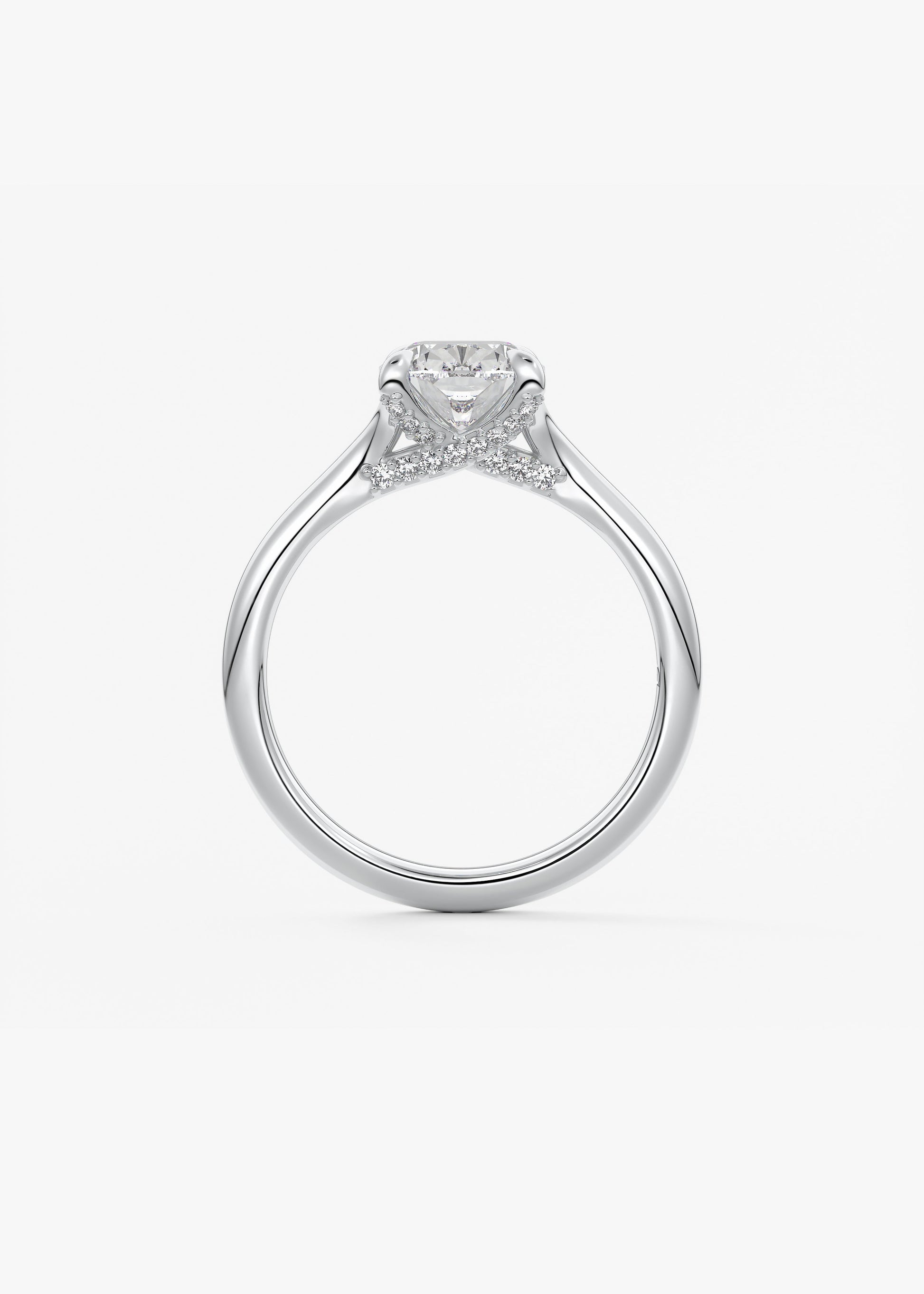 Elongated Cushion Hidden Halo Lab Grown Diamond Engagement Ring