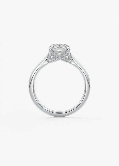 Elongated Cushion Hidden Halo Lab Grown Diamond Engagement Ring